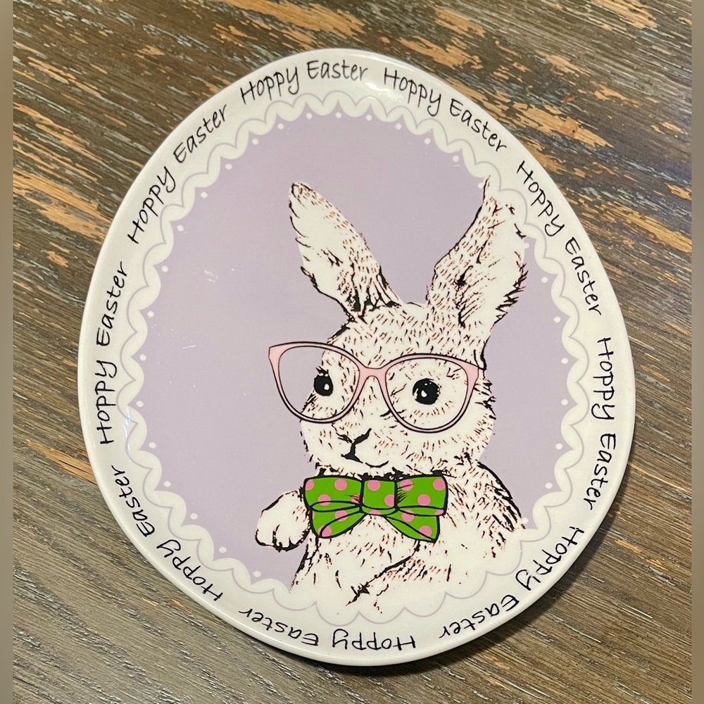 Grace's Fine Porcelain Happy Easter Egg Shaped Plate
